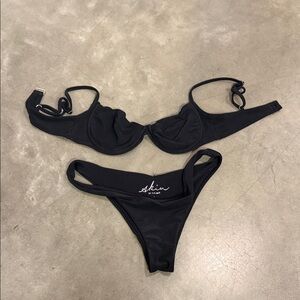 SAME Black Bikini ribbed Set